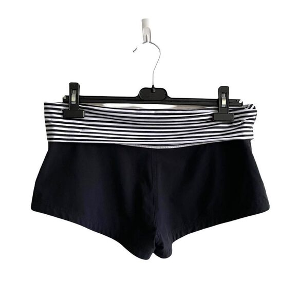 SEAFOLLY Fold-Over Swim Coverup Shorts Black White Stripe L - Picture 3 of 7